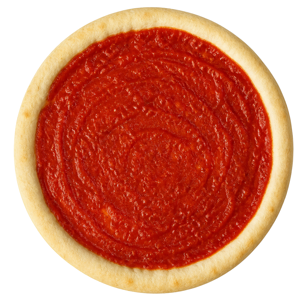Pizza avec pâte fraîche et sauce tomate maison, vue du dessus